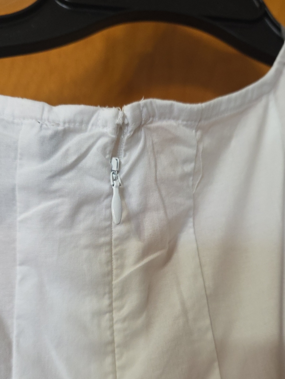 Scooped White Puff-Sleeve Button-Front Mini Dress - Picture 7 of 9